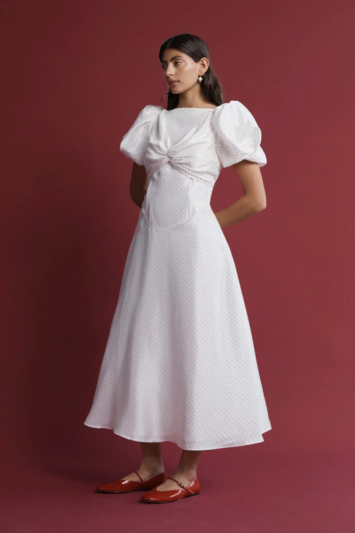 Lovaan Tallulah Dress Red and White Spot Size 12 - Image 3