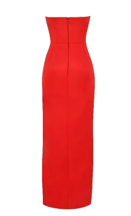 House of CB Adrienne Gathered Strapless Gown (RED) size 8 for rent on The Volte - image 5