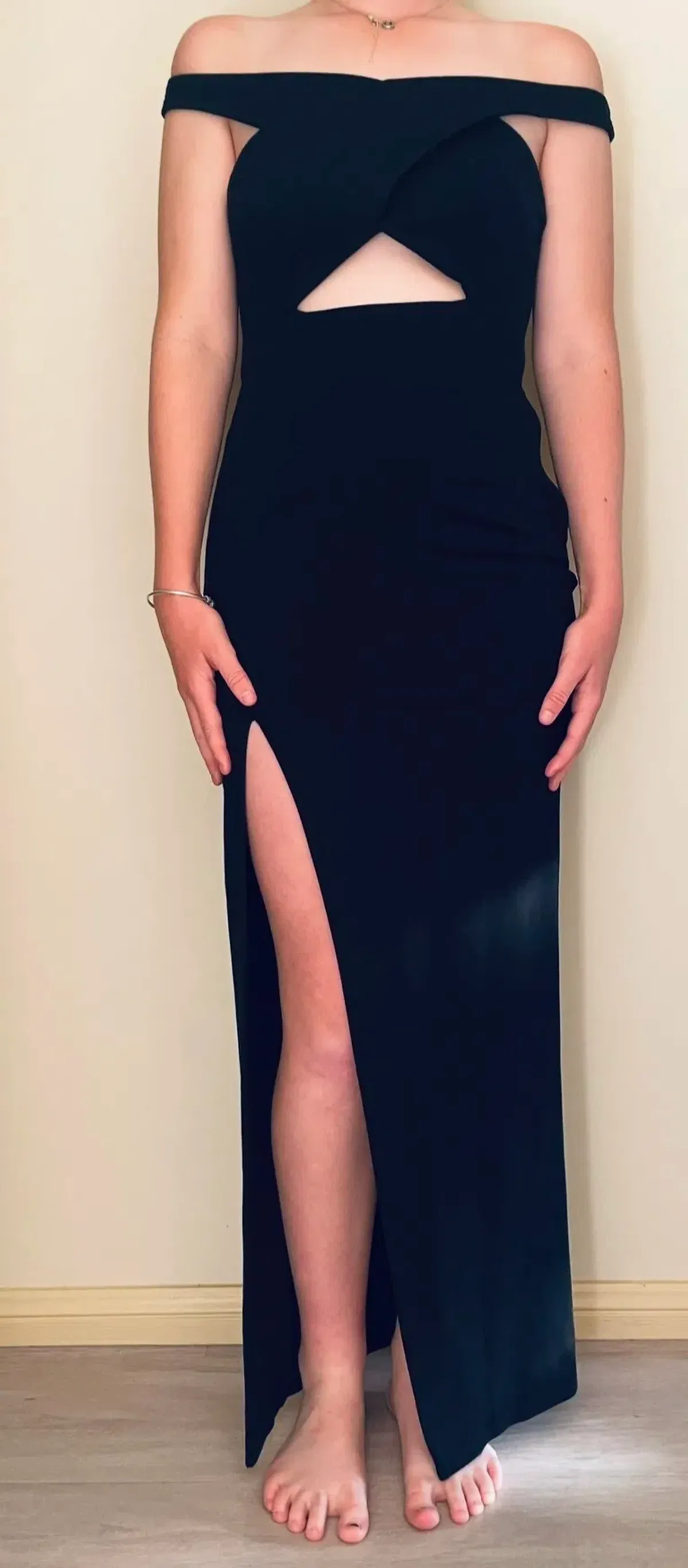 NICHOLAS Event Cross Over Poly-Blend Dress in Black Size 10 - Image 1