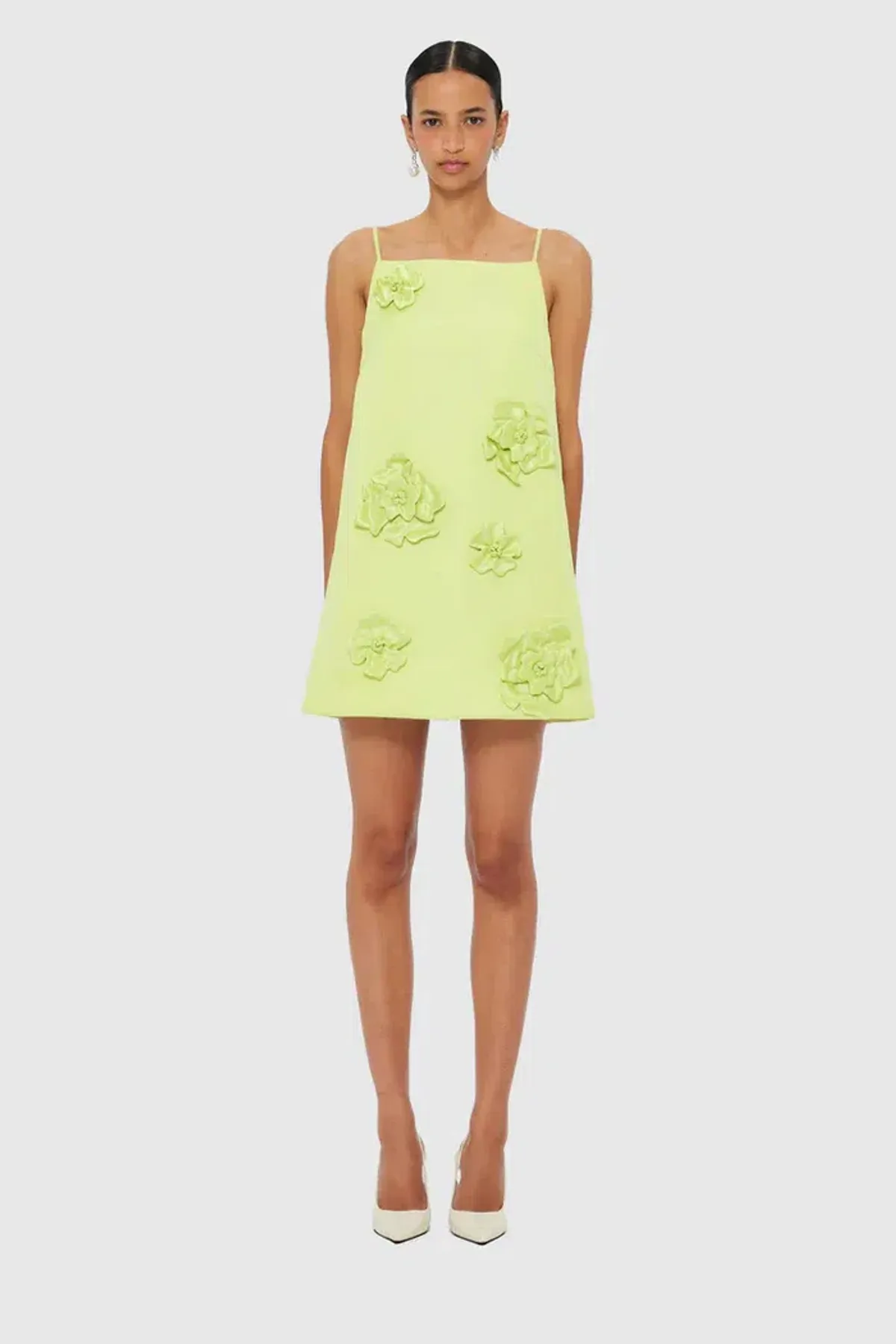 Leo Lin Leia Petal Mini Dress - Chartreuse - AU 16 (US 12) - Image 1