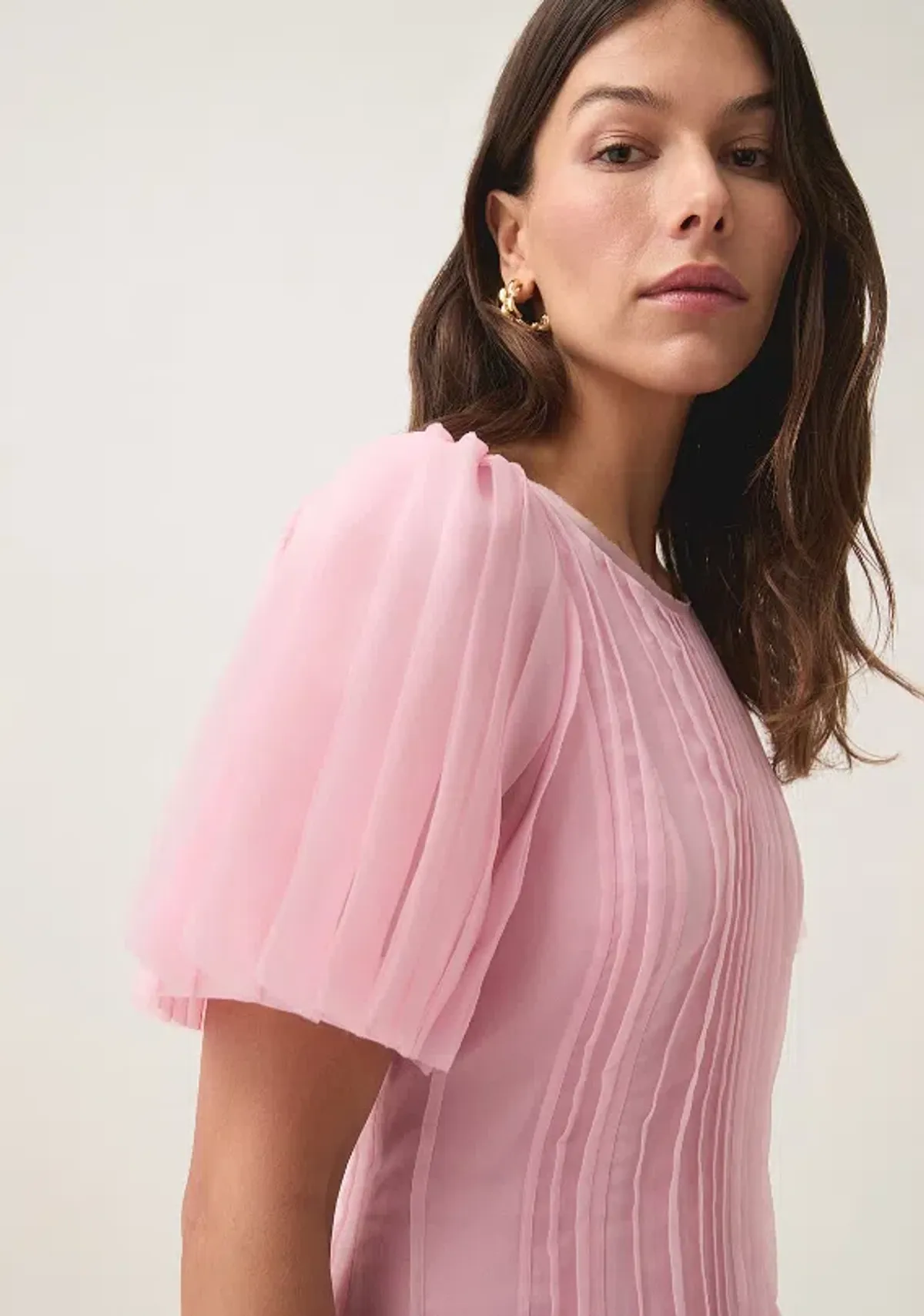 Aje Nova Pleated Midi Dress - Chalk Pink - Size 12 - Image 2