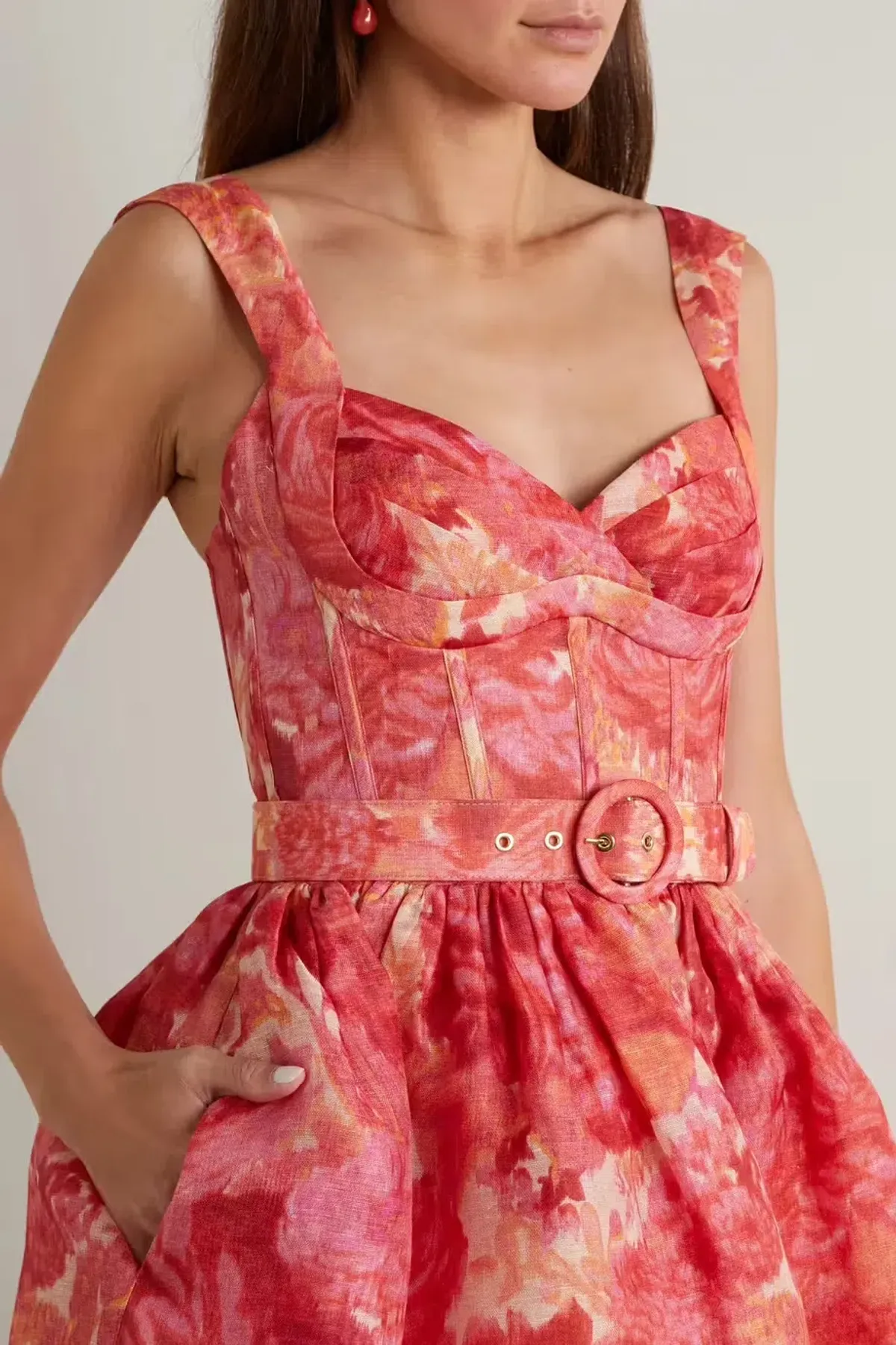 Zimmermann High Tide Mini Dress in Pink Ikat Floral Size 1 / AU 10 - Image 4