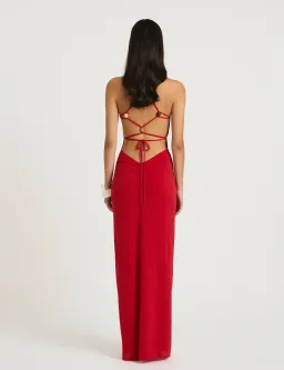 Benni Andy Beaded Maxi Dress Red Size 8 for rent on The Volte - image 2