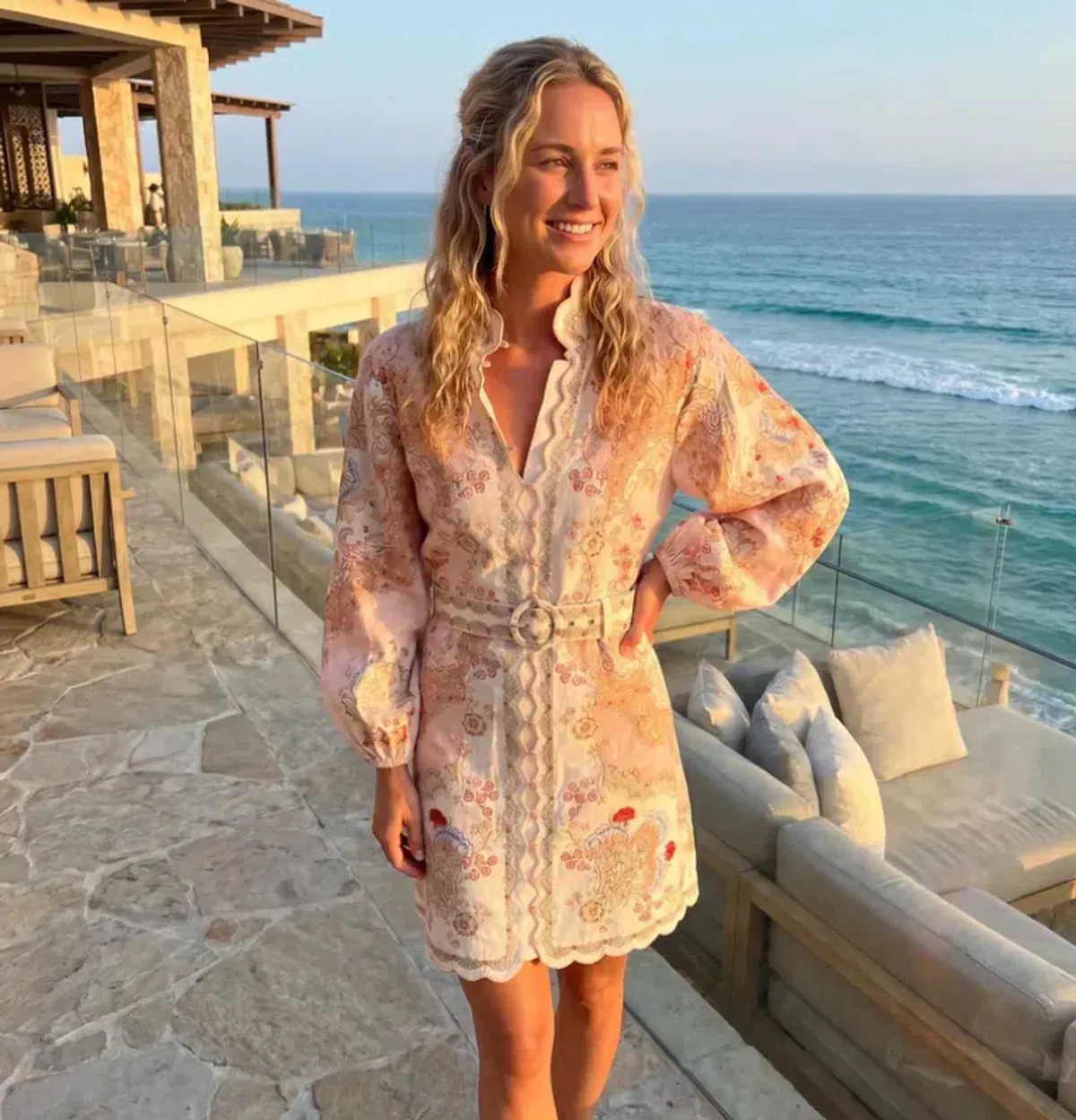 Zimmermann Daylight Mini Dress Wallpaper Floral Blush Size 1/AU 8 - Image 2