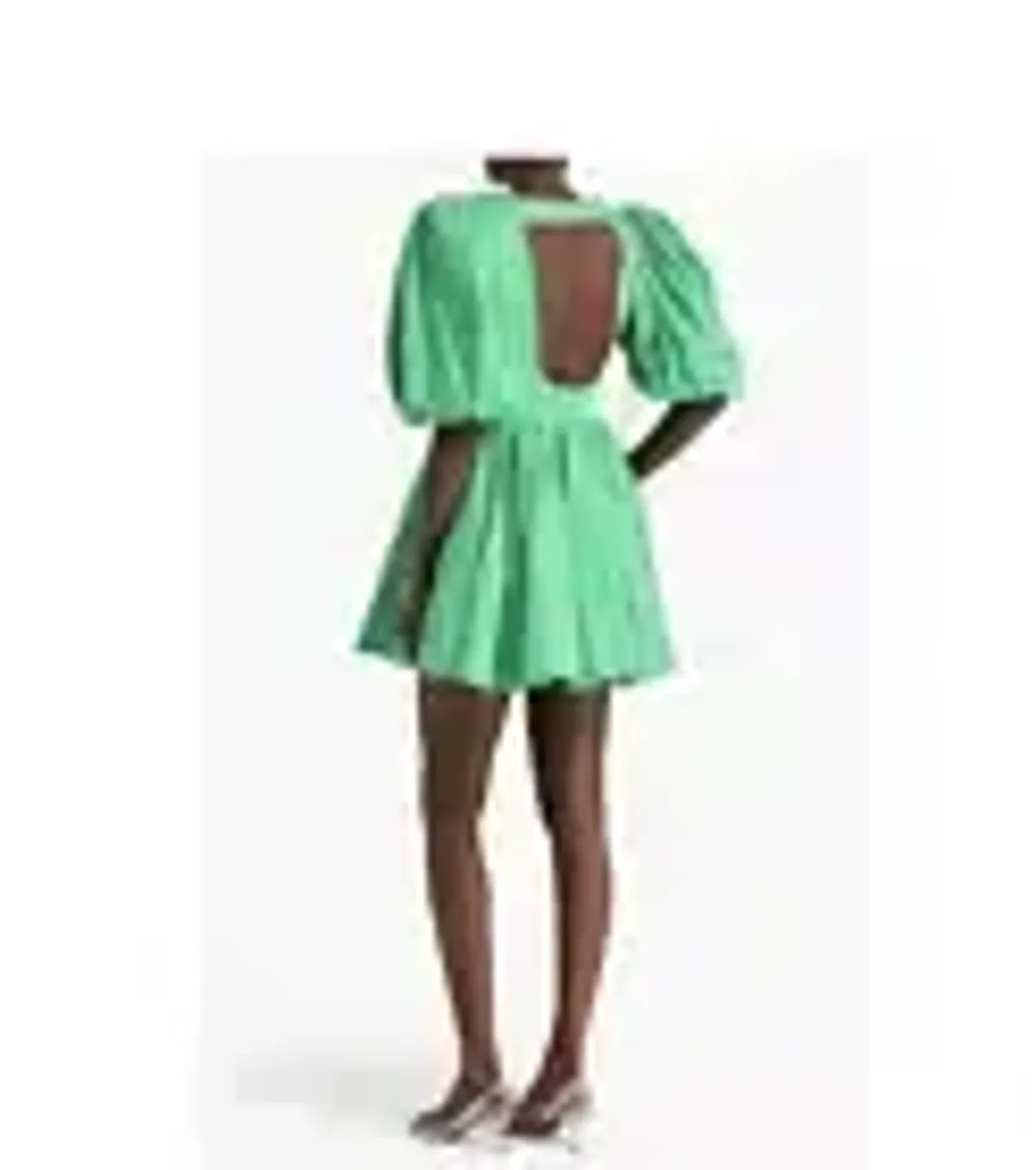 Aje Colette Abstract Cut Out Mini Dress BNWT Grass Green AU10 US 6 Puff Sleeves - Image 2