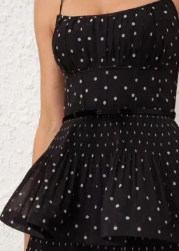 Zimmermann Pleated Tiered Midi Dress in Black Polka Dot Size 2/AU 12 for rent on The Volte - image 4