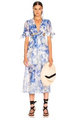 Alice Mccall Only Everything blue and white silk midi dress Size 6 for rent on The Volte - image 1
