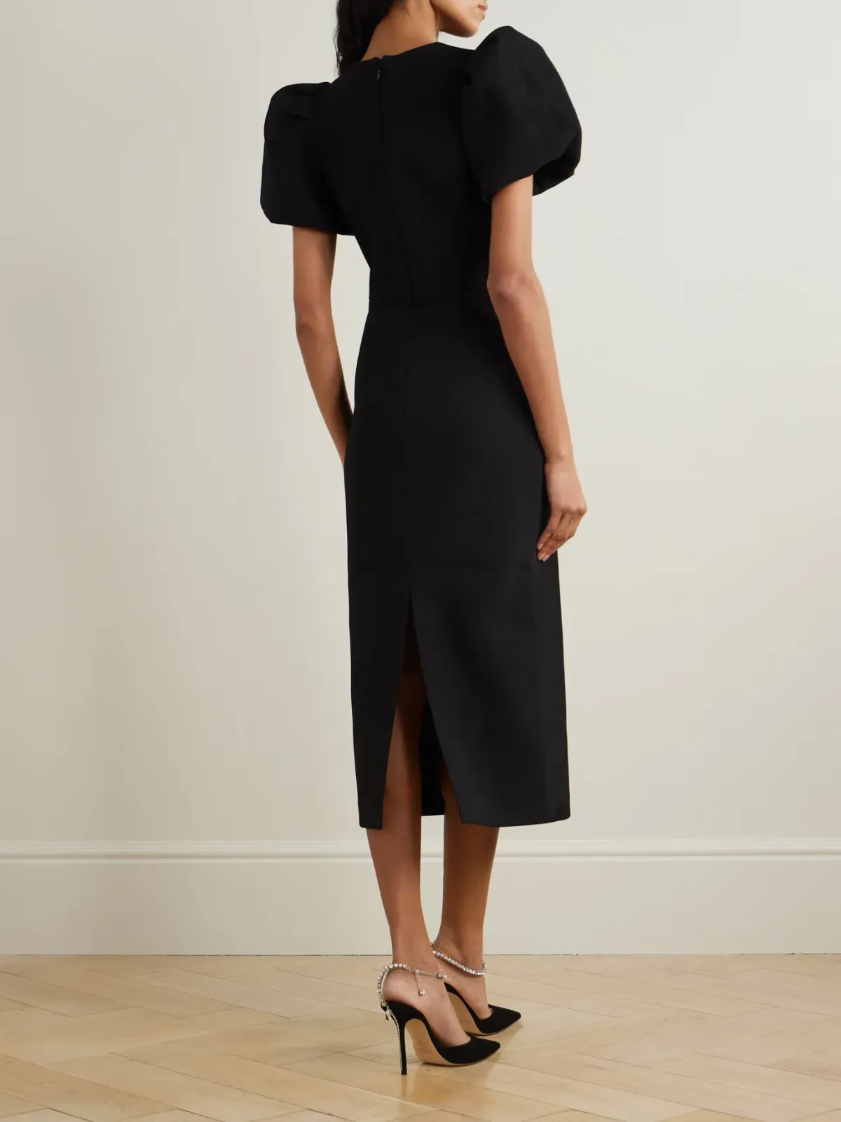 Rebecca Vallance Eliana Puff Sleeve Midi Dress Black Size 12 - Image 2
