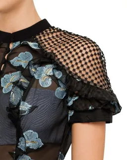 Self Portrait Fil Coupe Open Back Cape Mini Dress for rent on The Volte - image 6