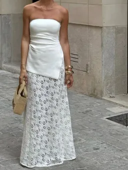 Dissh Loula Lace Skirt and Bandeau Top Off White Size S for rent on The Volte - image 4