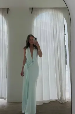 Misha Collection The Harlow Satin Maxi Dress in Ice Blue Size Small / 8 AU for rent on The Volte - image 7
