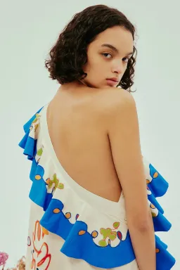 Alemais Nadia One Shoulder Ruffle Dress Print Size AU 14 for rent on The Volte - image 2