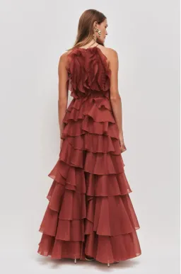 Aje Cleo Maxi Gown in Rust Red Size 6 for rent on The Volte - image 4
