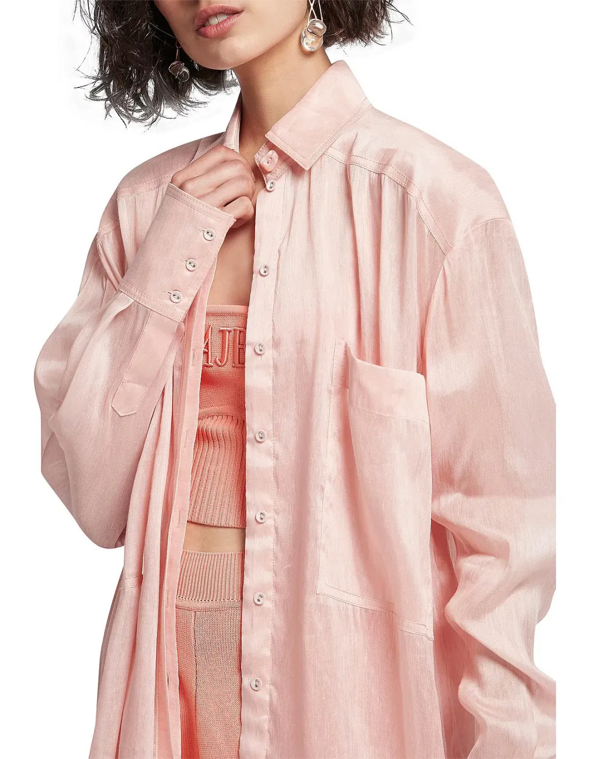 Semblance Apricot Long Sleeve Collared Shirt - Image 4