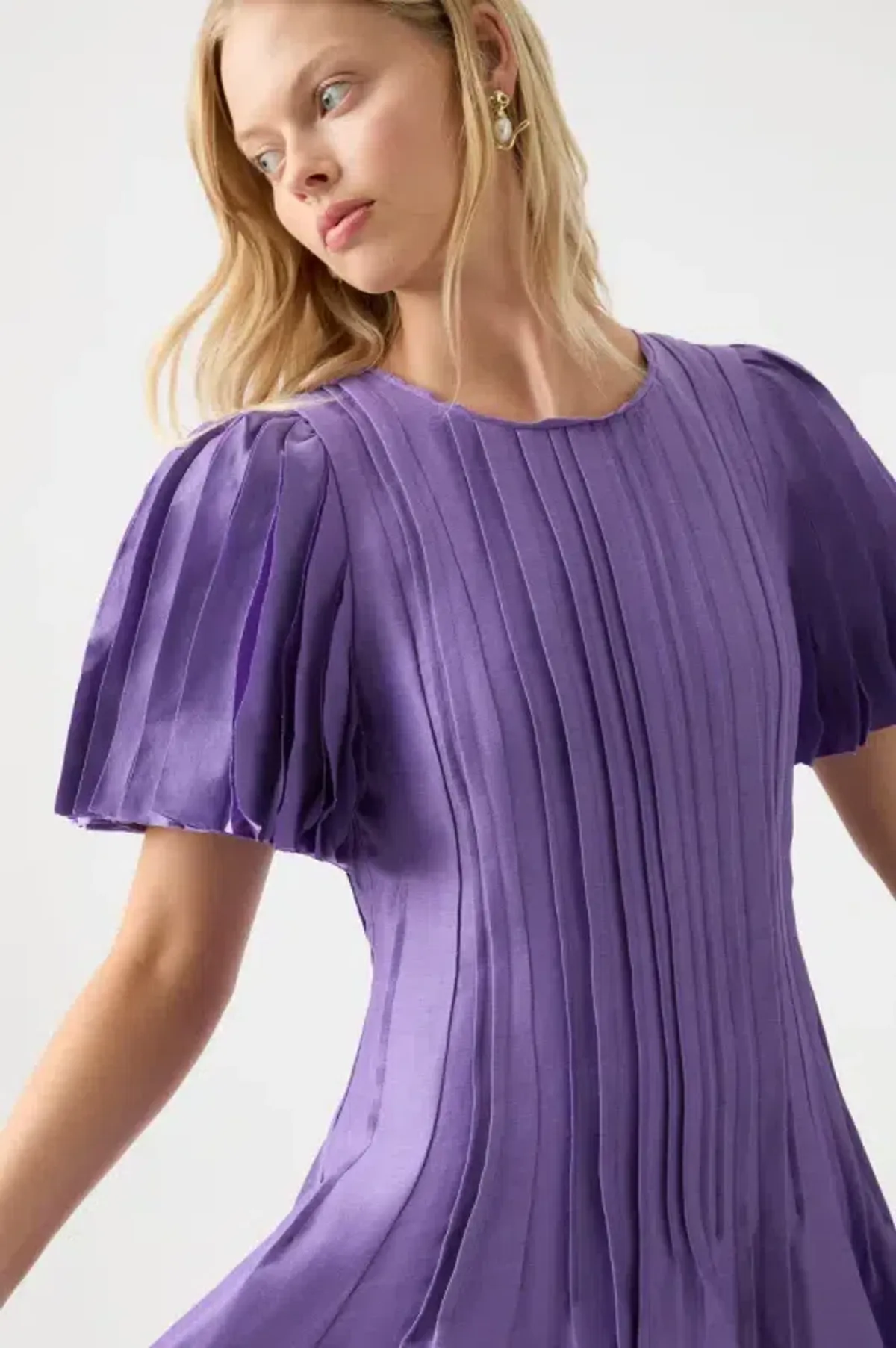 Aje Nova Pleated Midi Dress in Deep Violet Size AU 14  - Image 5