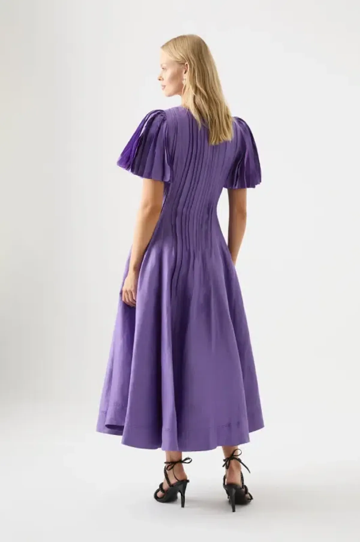 Aje Nova Pleated Midi Dress in Deep Violet Size AU 14  - Image 4