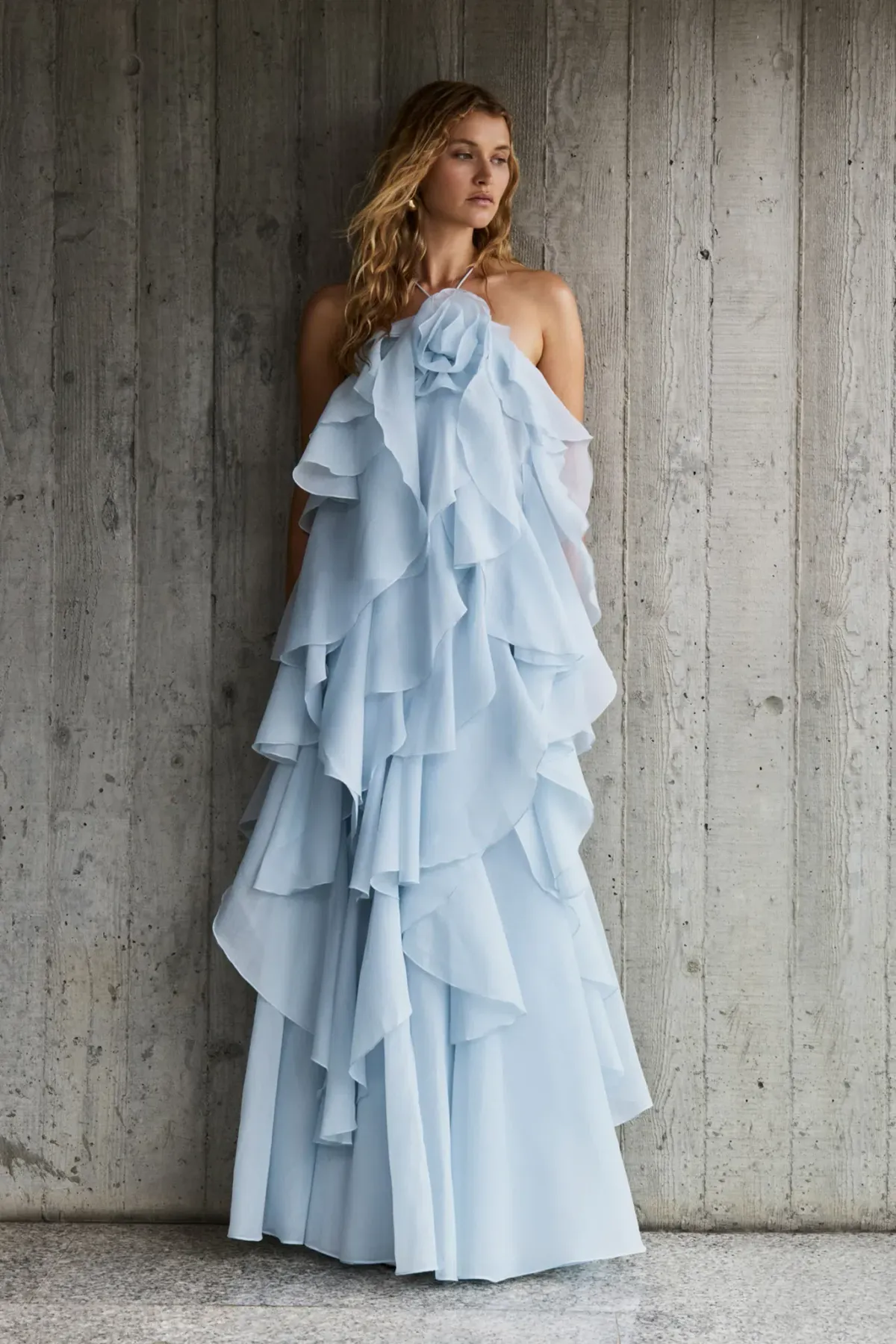 Aje Pandorea Layered Maxi Dress Silver Blue Size AU 8 - Image 7