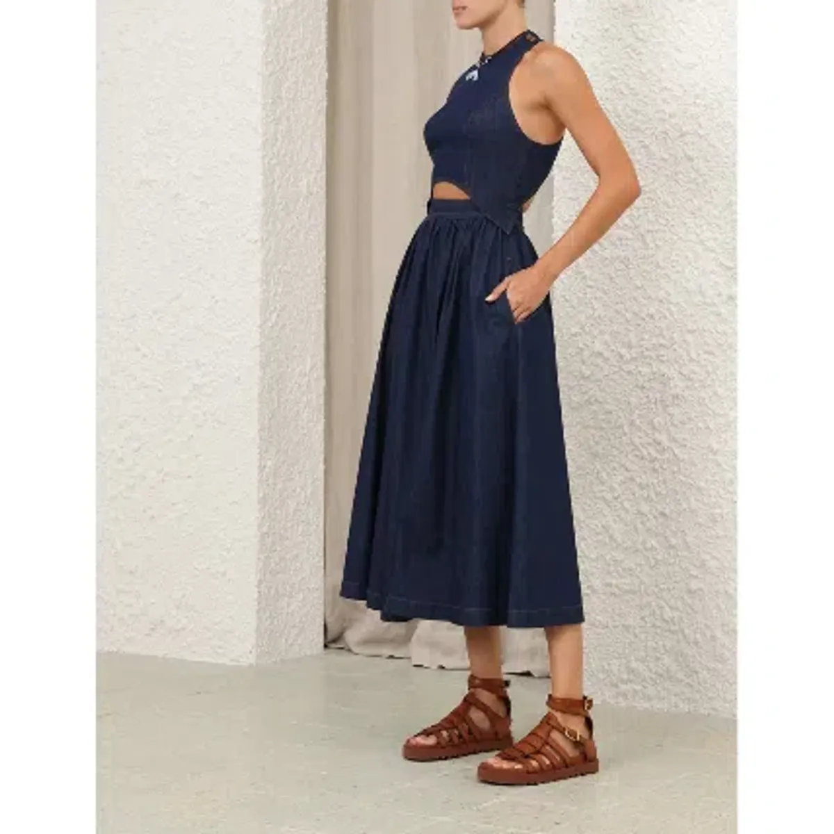 Zimmermann The Denim Racer Dress in Ink  - Image 3
