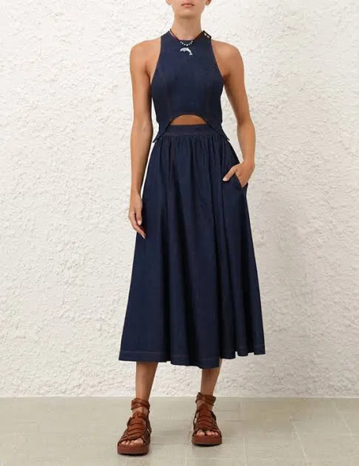 Zimmermann The Denim Racer Dress in Ink  - Image 2