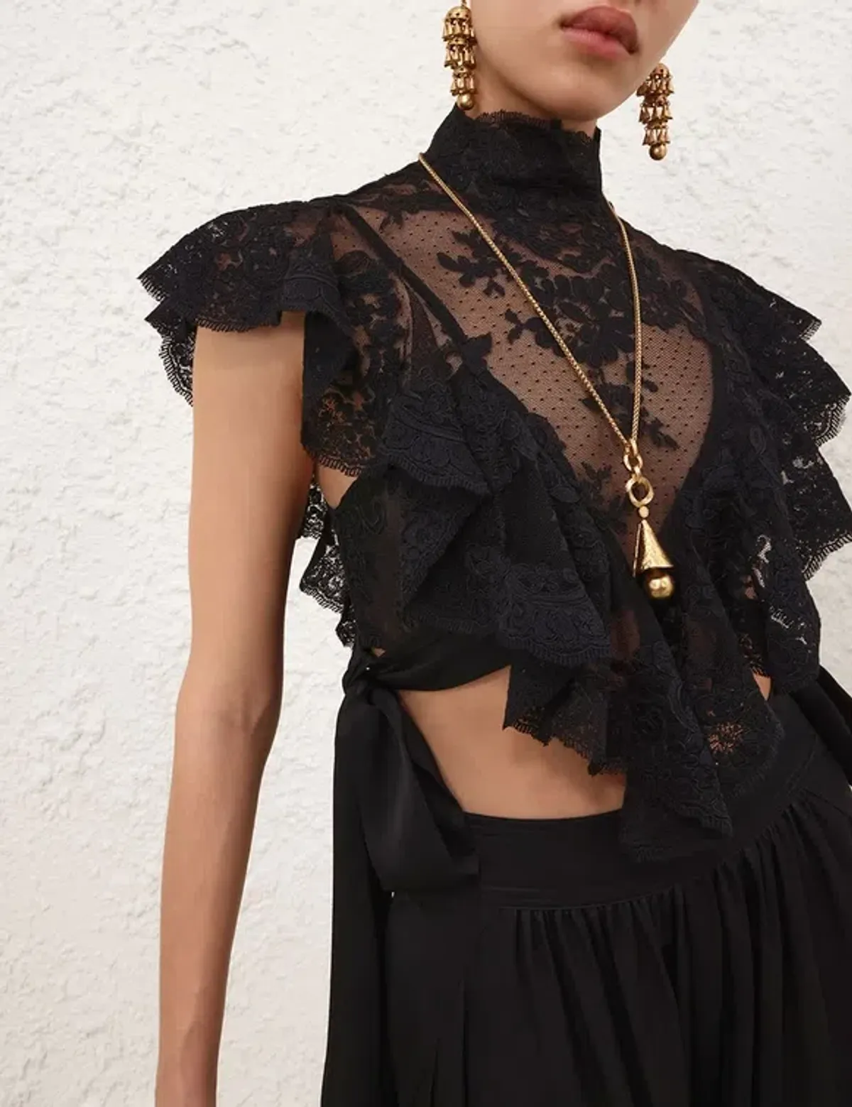 Zimmermann Hypnotic Lace Bodice in Black - Image 5