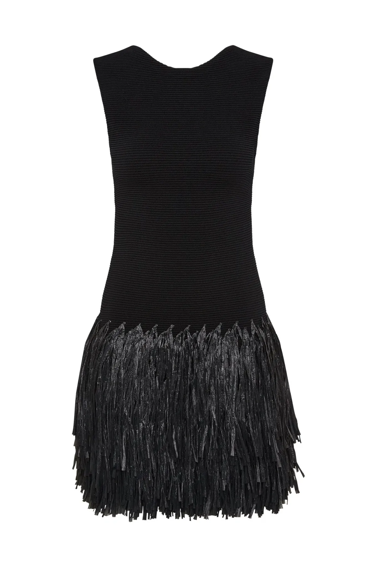 Aje Rushes Raffia Black Mini Dress Size XXS Stretchy Knit - Image 4