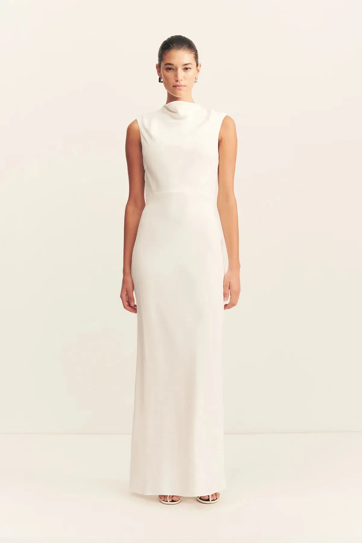 Shona Joy Rio Cowl Open Back Maxi / Ivory / Size 8 - Image 1