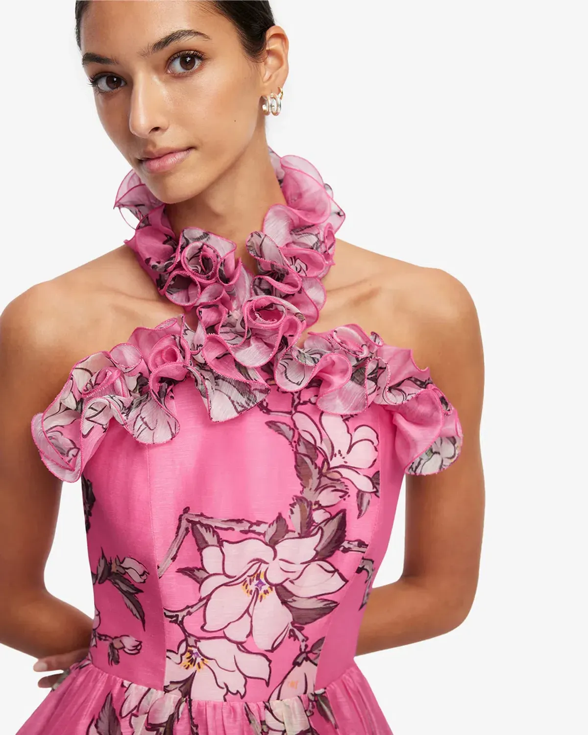 Leo Lin Isabelle Ruffled Halterneck Maxi Dress Size 6 - Image 3