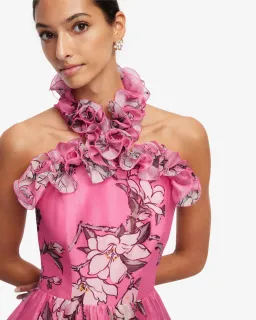 Leo Lin Isabelle Ruffled Halterneck Maxi Dress Size 6 for rent on The Volte - image 3