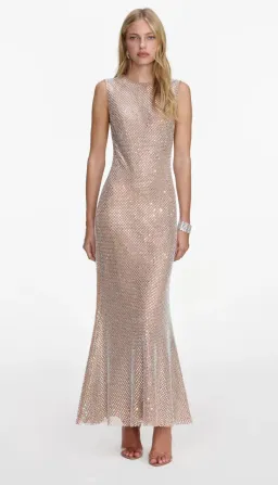 Self Portrait Silver Rhinestone Mesh Midi Dress AU 6  for rent on The Volte - image 2