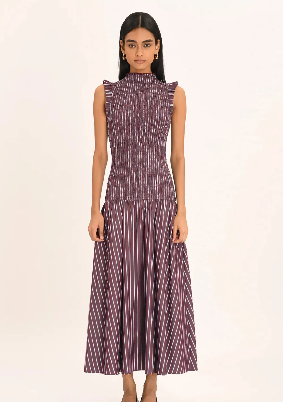 Steele Gabrielle Dress in Merlot Stripe - Size Small - Image 1