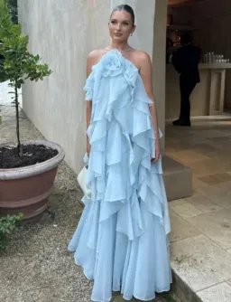 Aje Pandorea Layered Maxi Dress Silver Blue Size AU 6 for rent on The Volte - image 1