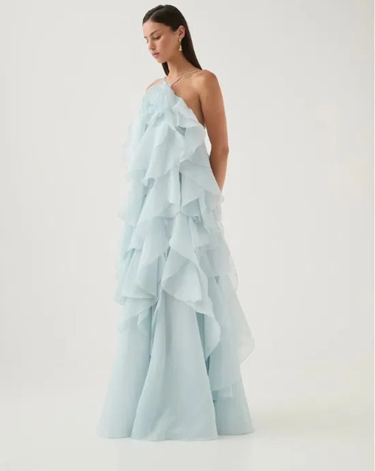 Aje Pandorea Layered Maxi Dress Silver Blue Size AU 6 - Image 3