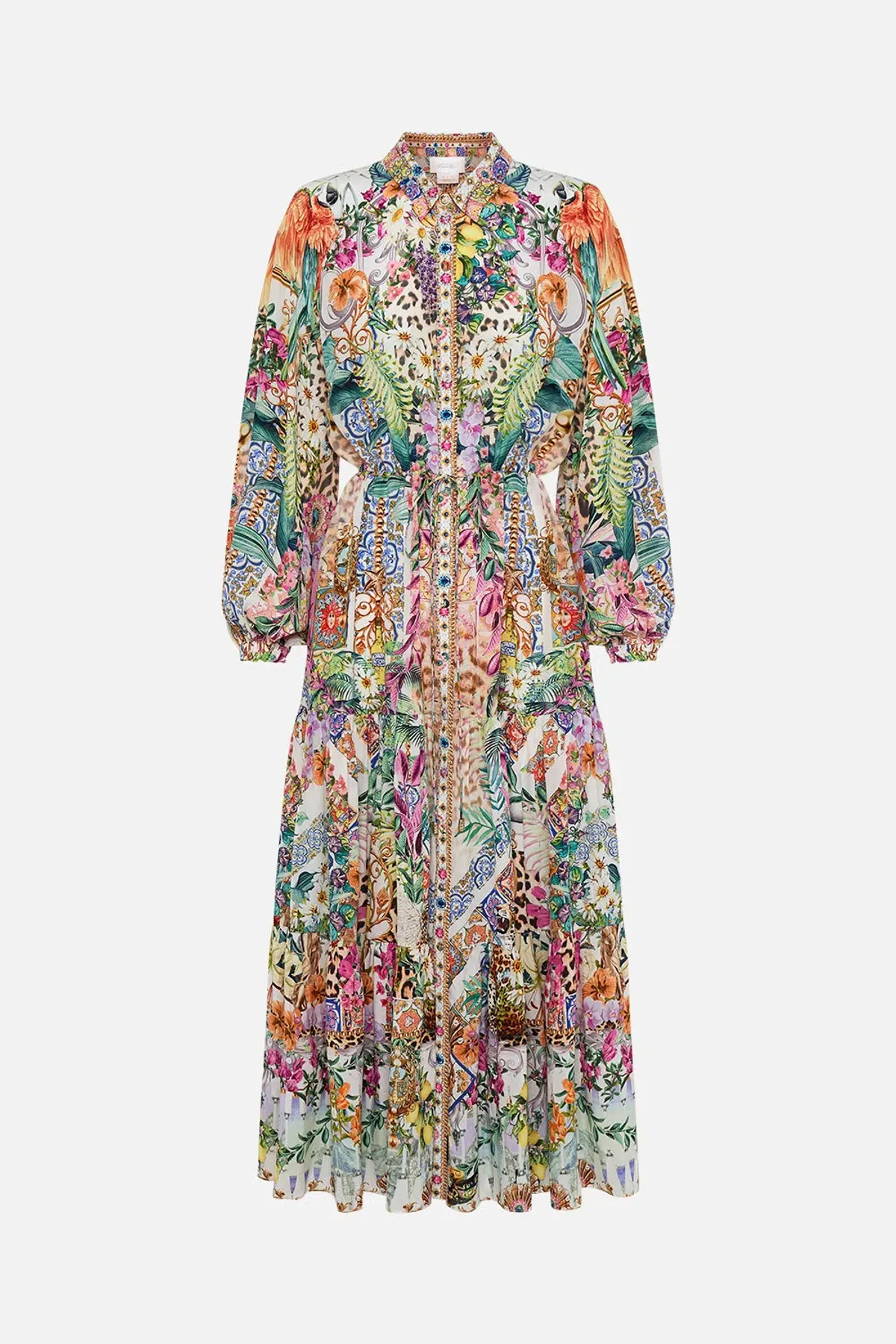 Tiered Long Shirt Dress Flowers Of Neptune - Image 1