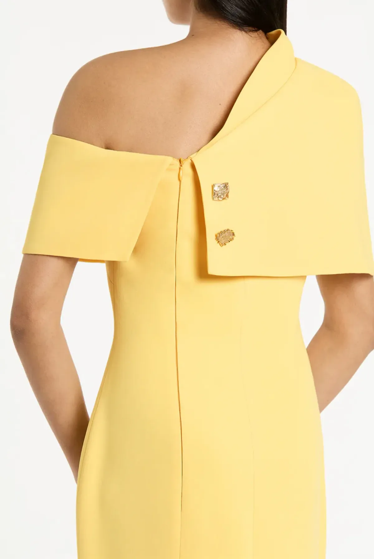 Butter crepe draped collar dress - Image 4