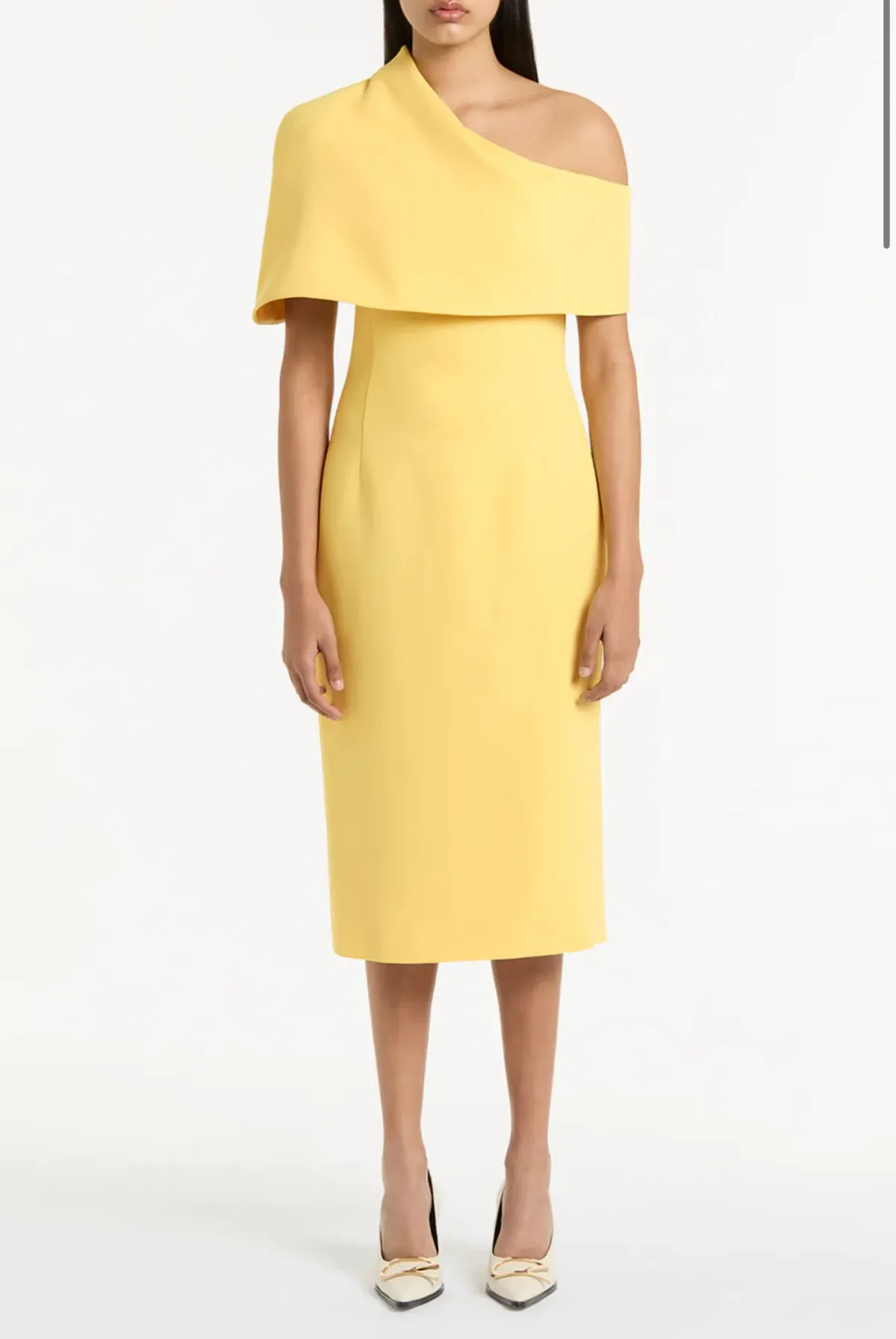 Butter crepe draped collar dress - Image 1