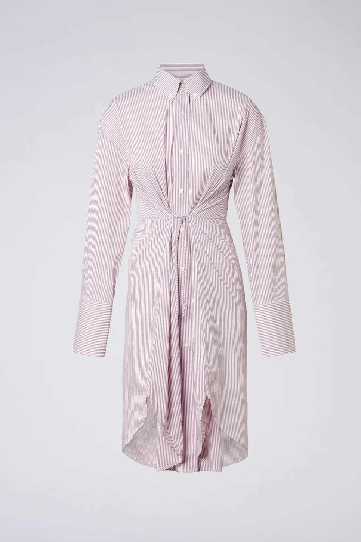 Purple White Stripe Cotton Shirt Dress - Image 4