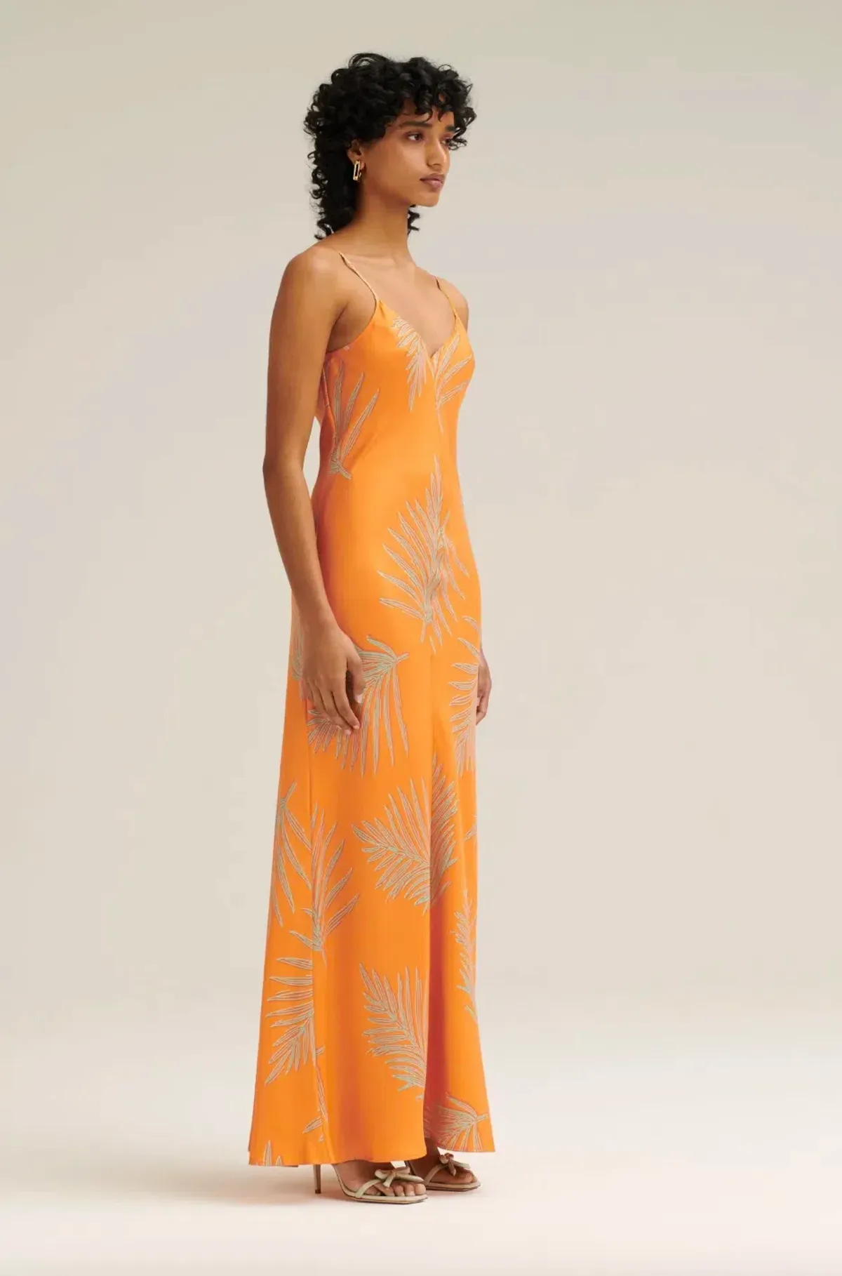 Silk Twill Feather Leaf Top Orange - Image 6