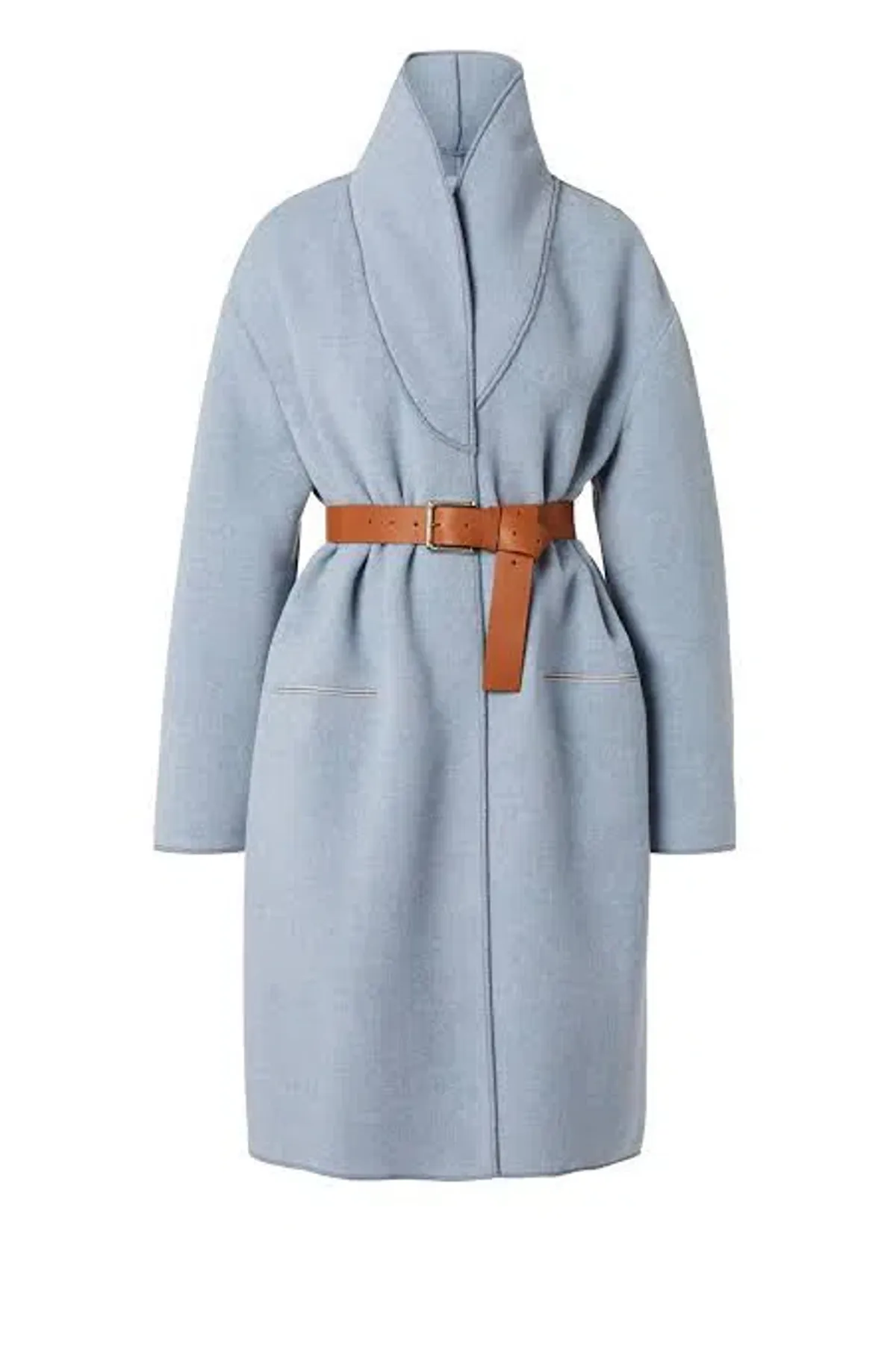 Blue Double Collar Wool Coat - Image 1