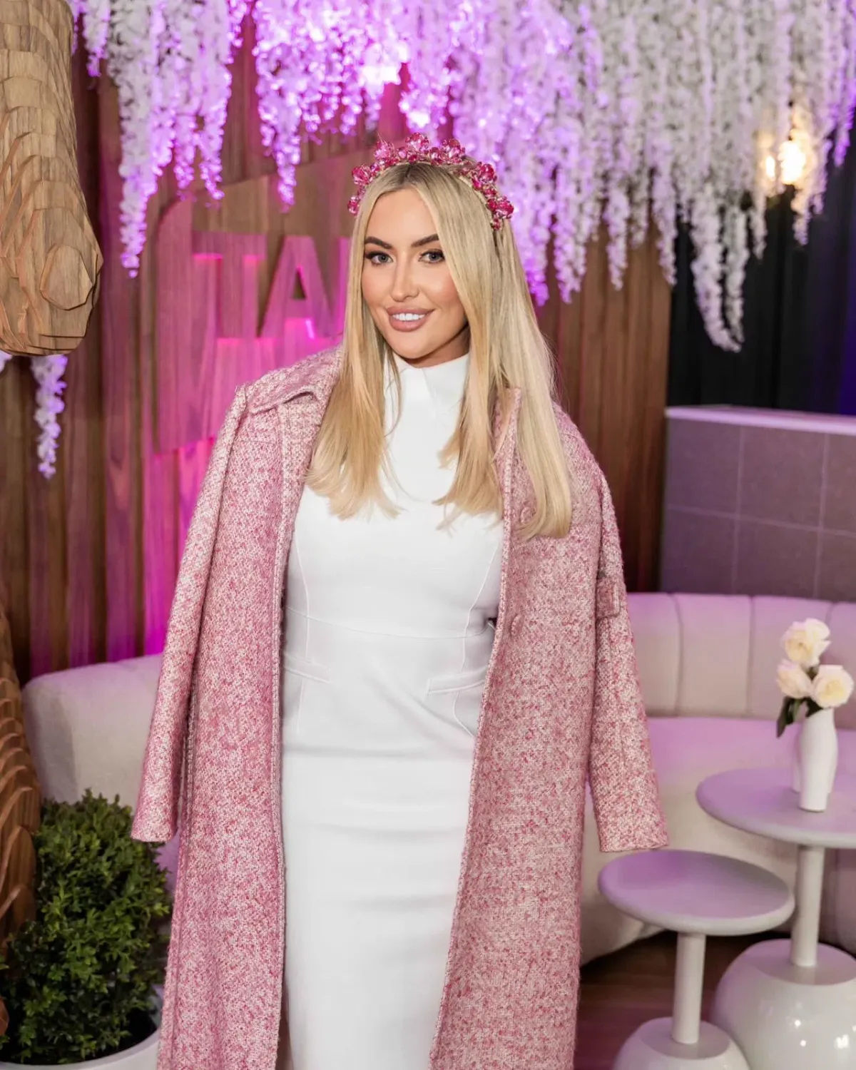 Pink And White Wool Coat - Image 1
