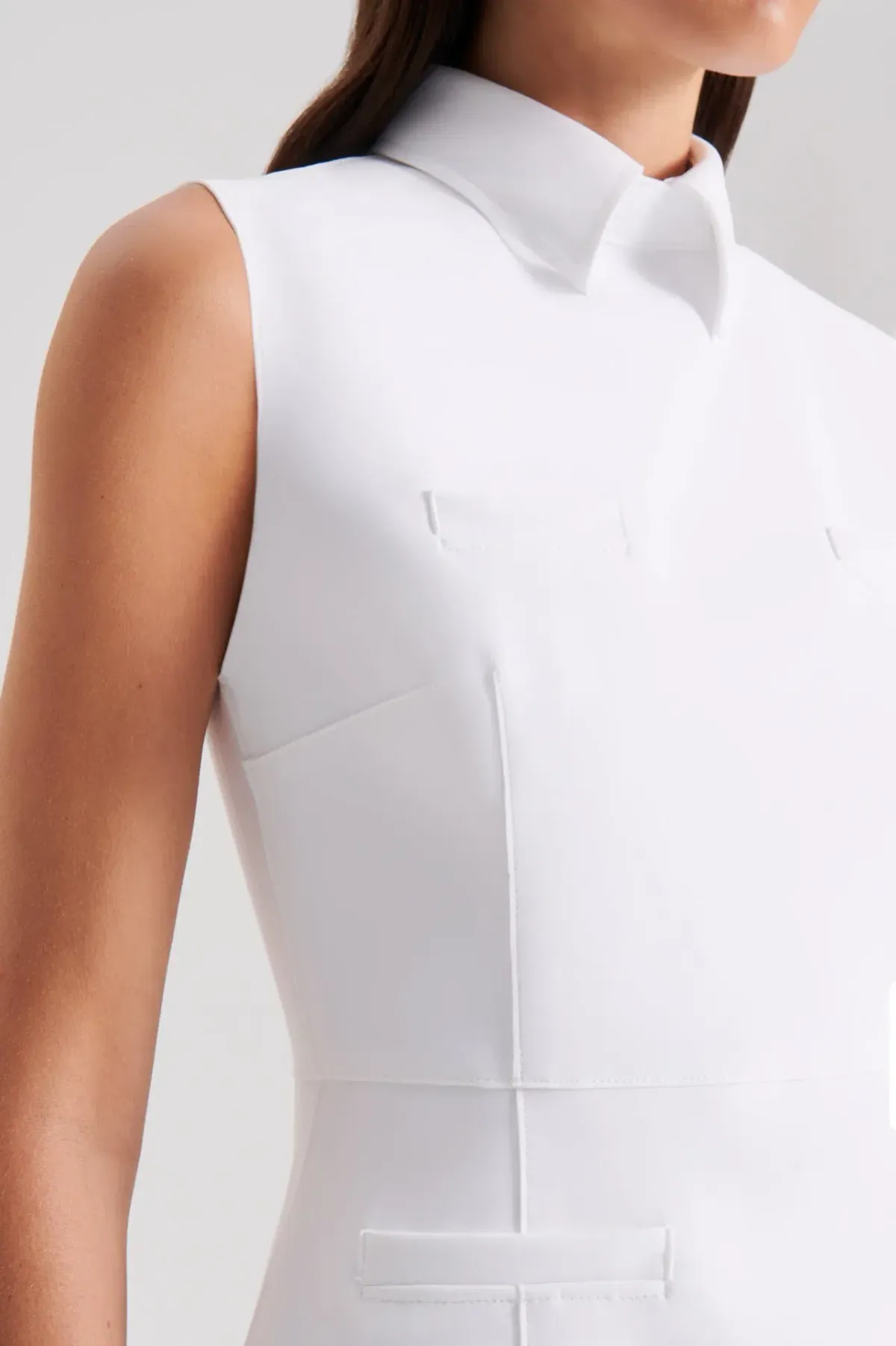 Scuba Pencil Dress - White - Image 2