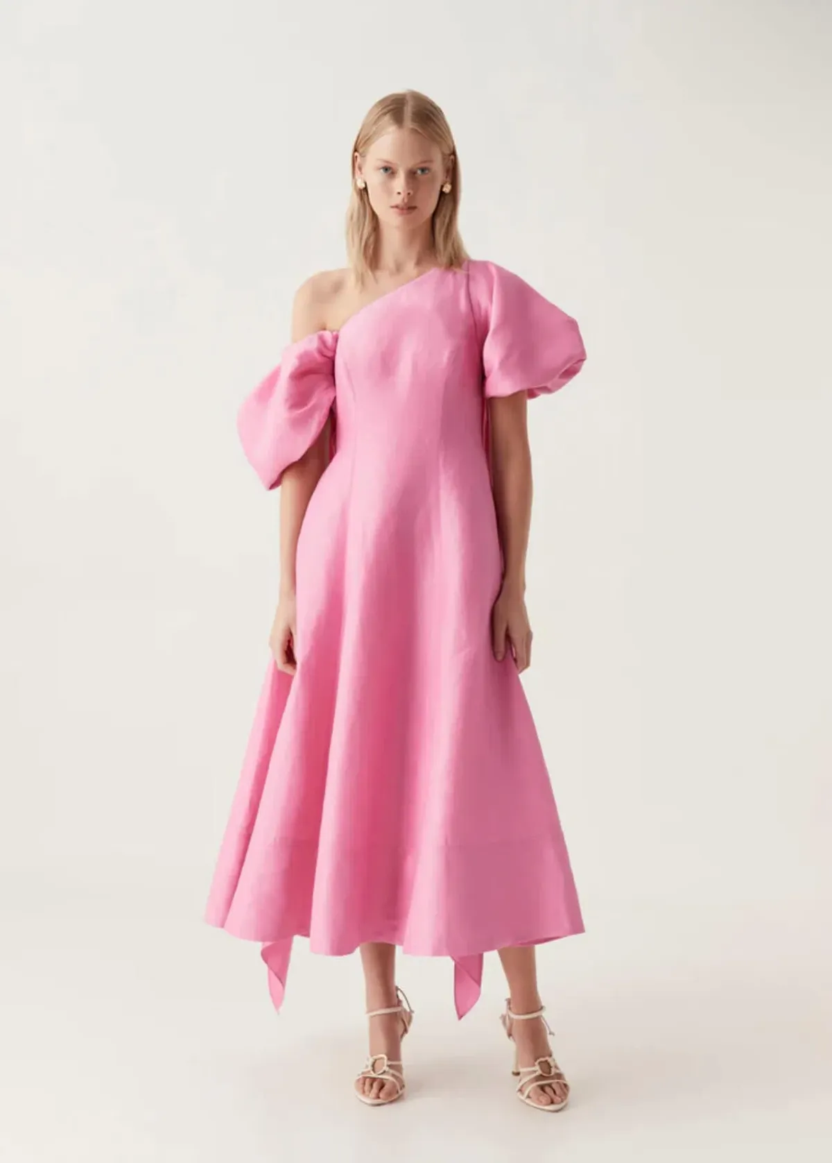 Aje Arista Tulip Sleeve Midi Dress Pink Size 14 - Image 1