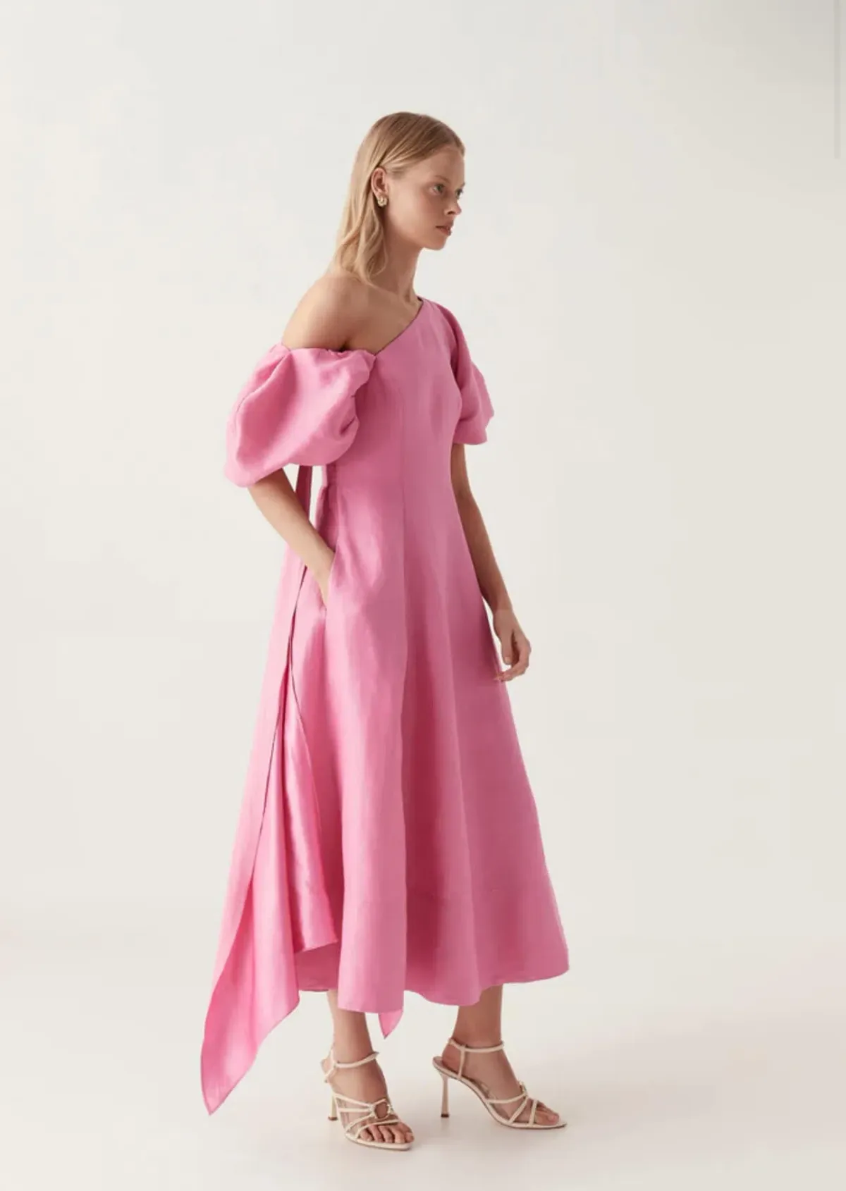 Aje Arista Tulip Sleeve Midi Dress Pink Size 14 - Image 2