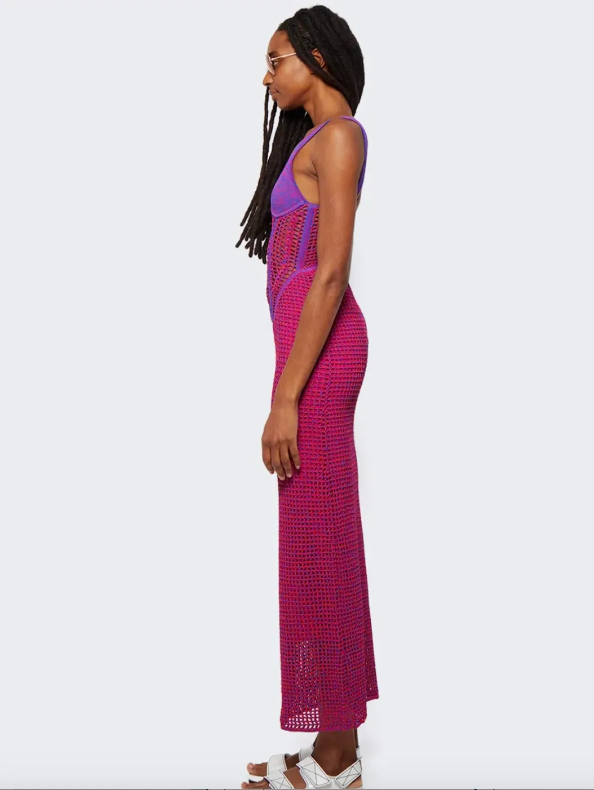 Marled Double Cup Corset Dress Fuchsia - Image 2