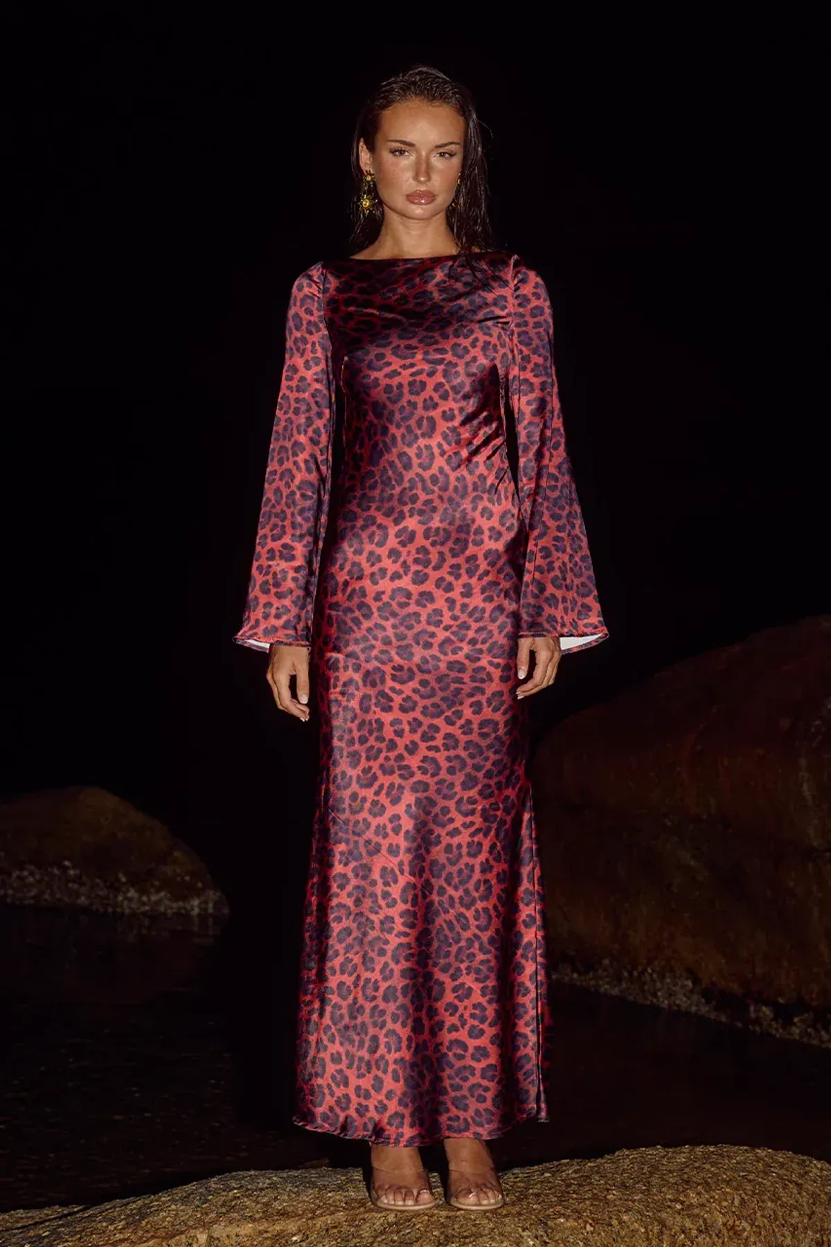 Xaria Maxi Dress Red Leopard - Image 2