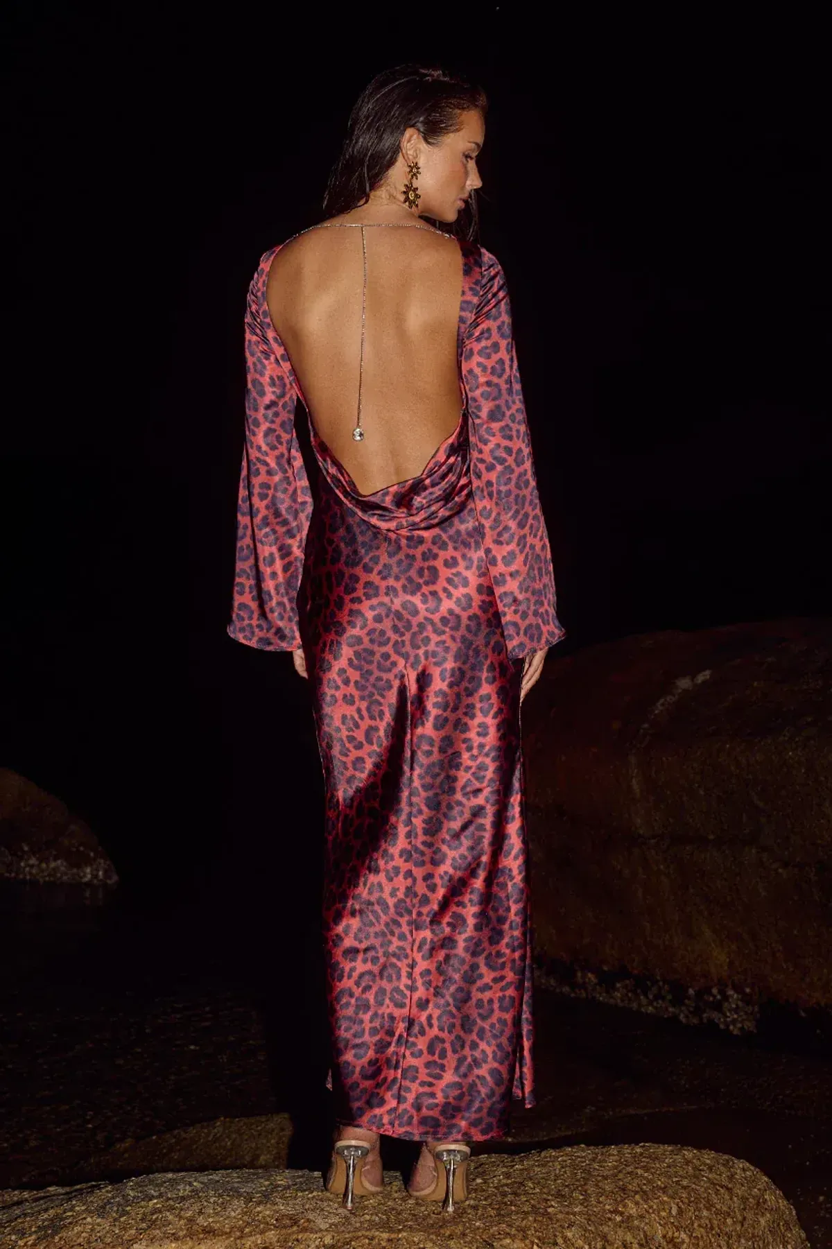 Xaria Maxi Dress Red Leopard - Image 3