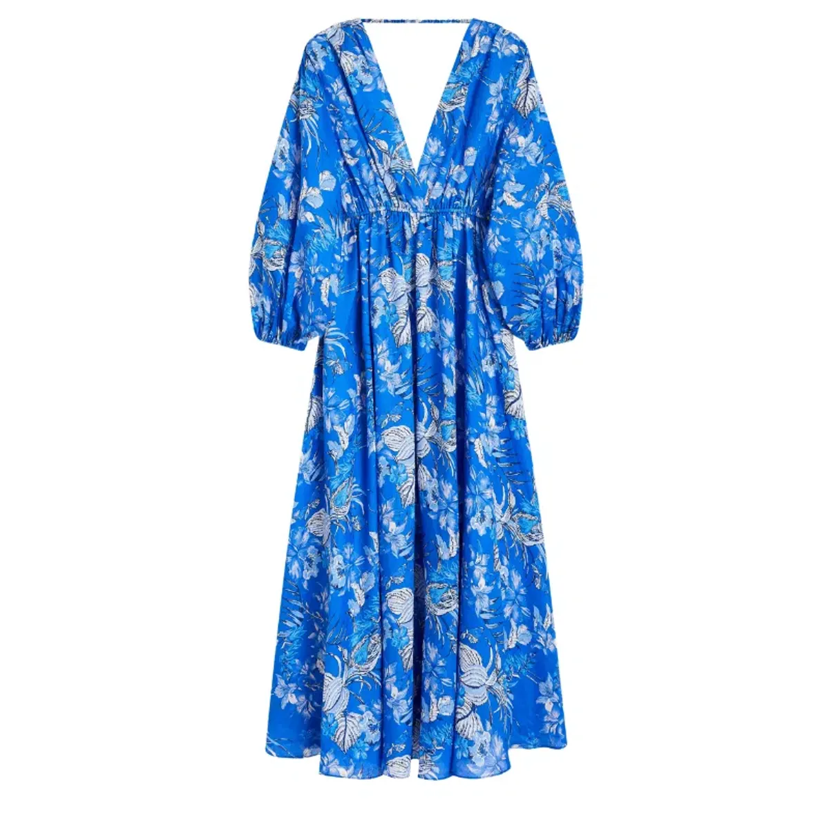 Blue paisley floral linen dress - Image 1