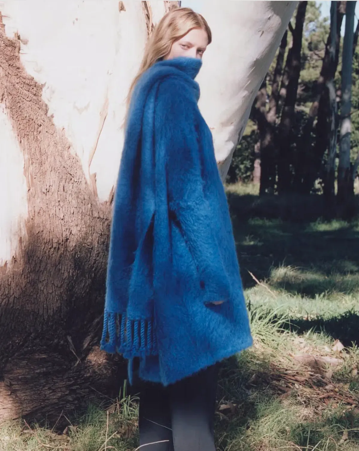 Brushed Mohair Cardigan Blue - Image 1