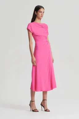 Gathered drape dress pink for rent on The Volte - image 4