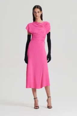 Gathered drape dress pink for rent on The Volte - image 1