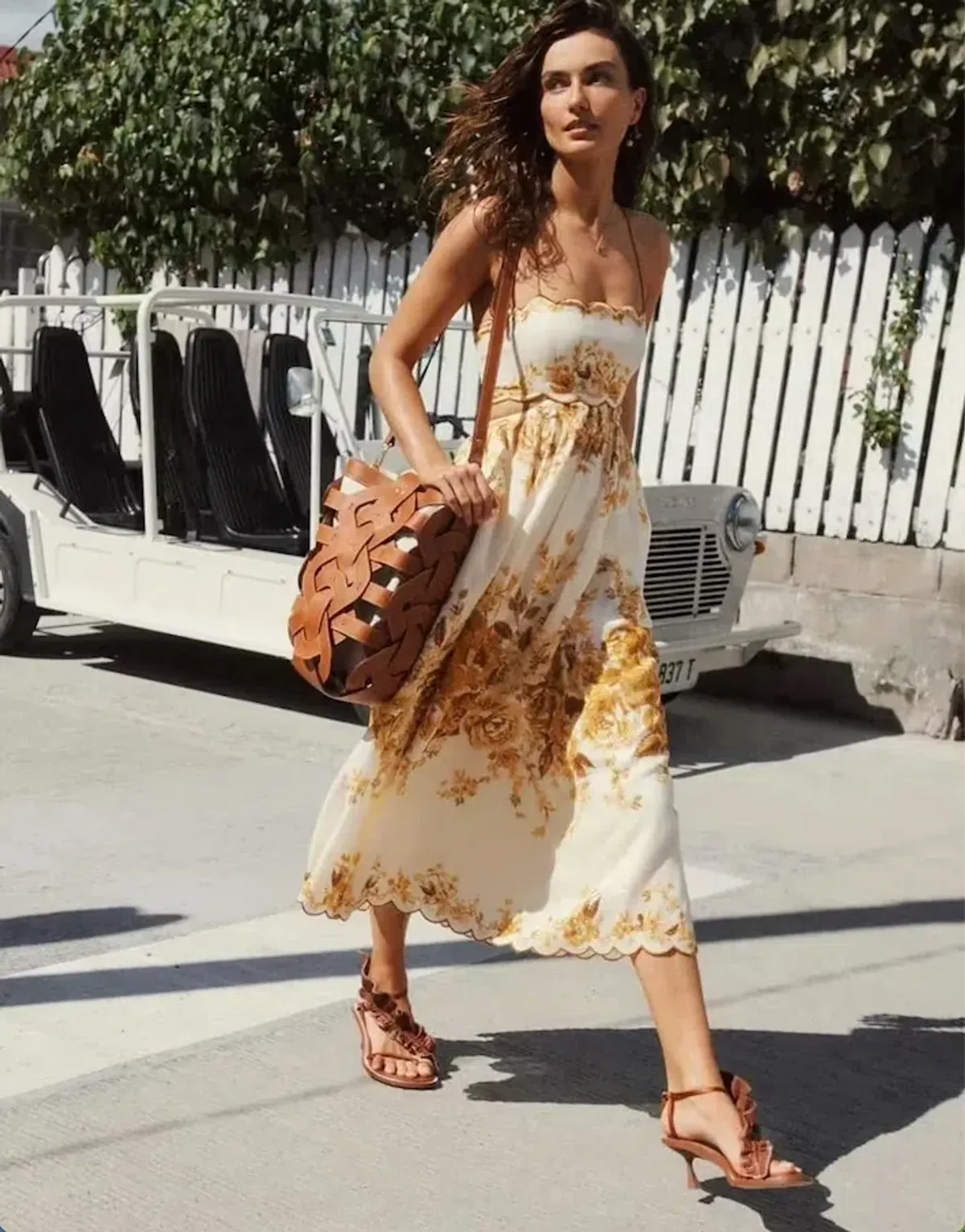 Zimmermann Aliane Scallop Midi Dress Amber Floral Size 8 - Image 1